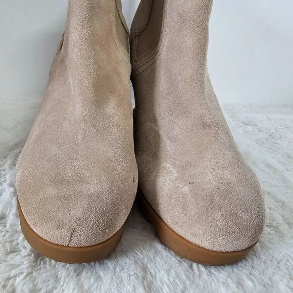 Sorel Joan Uptown Light Tan Chelsea Wedge Boots Suede Bootie 10 - Picture 6 of 12